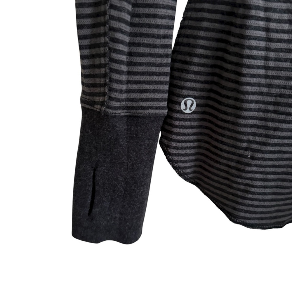 Lululemon Open Your Heart Reversible Striped Gray Long Sleeve Top Thumb hole XS - Picture 4 of 9